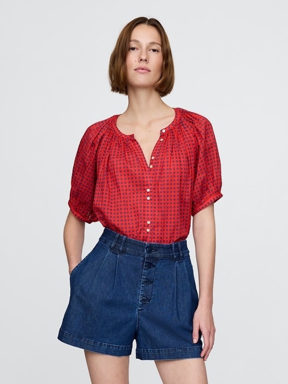 Gap x Doen red print blouse - Picture 5 of 9